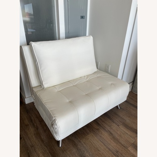 Used Bed Bath & Beyond White Leather Futon for sale on AptDeco