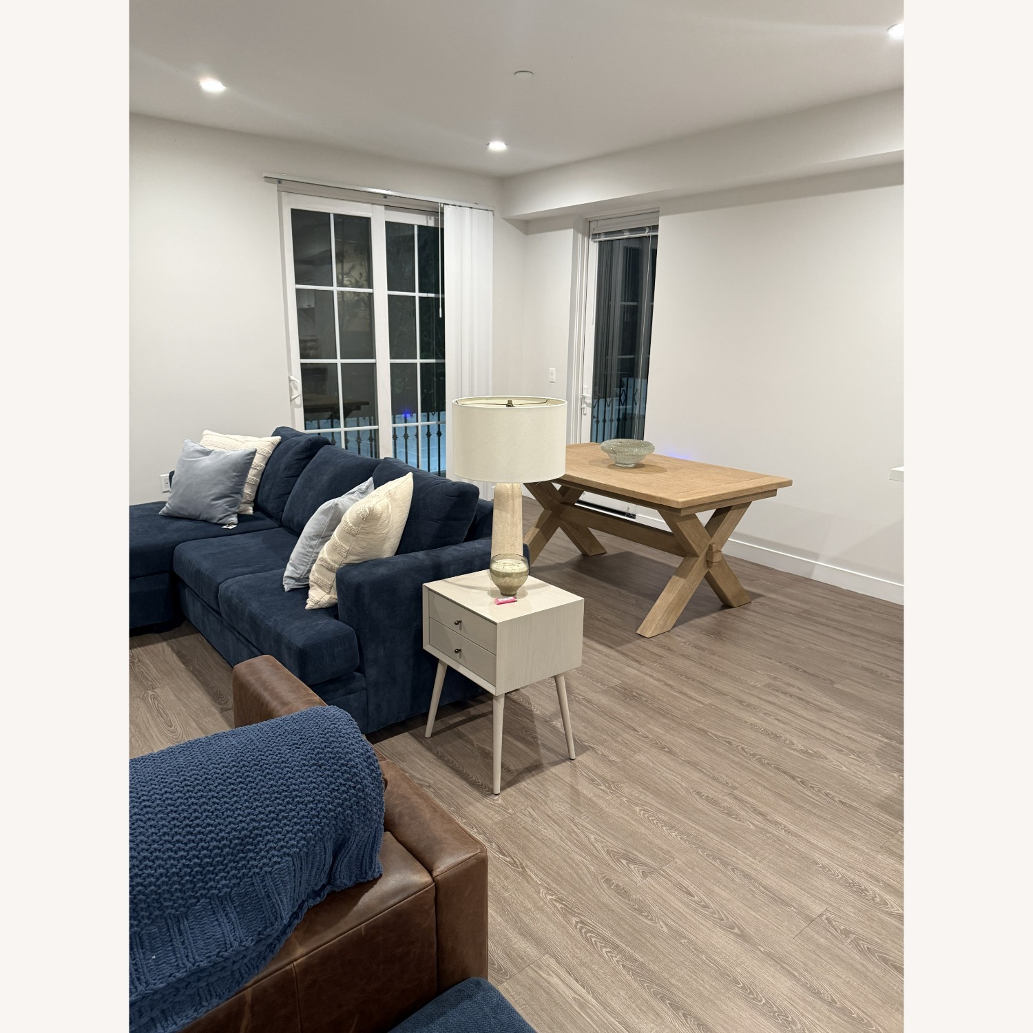 Living Spaces Bonaterra Blue Fabric Sleeper Sofa - image-7