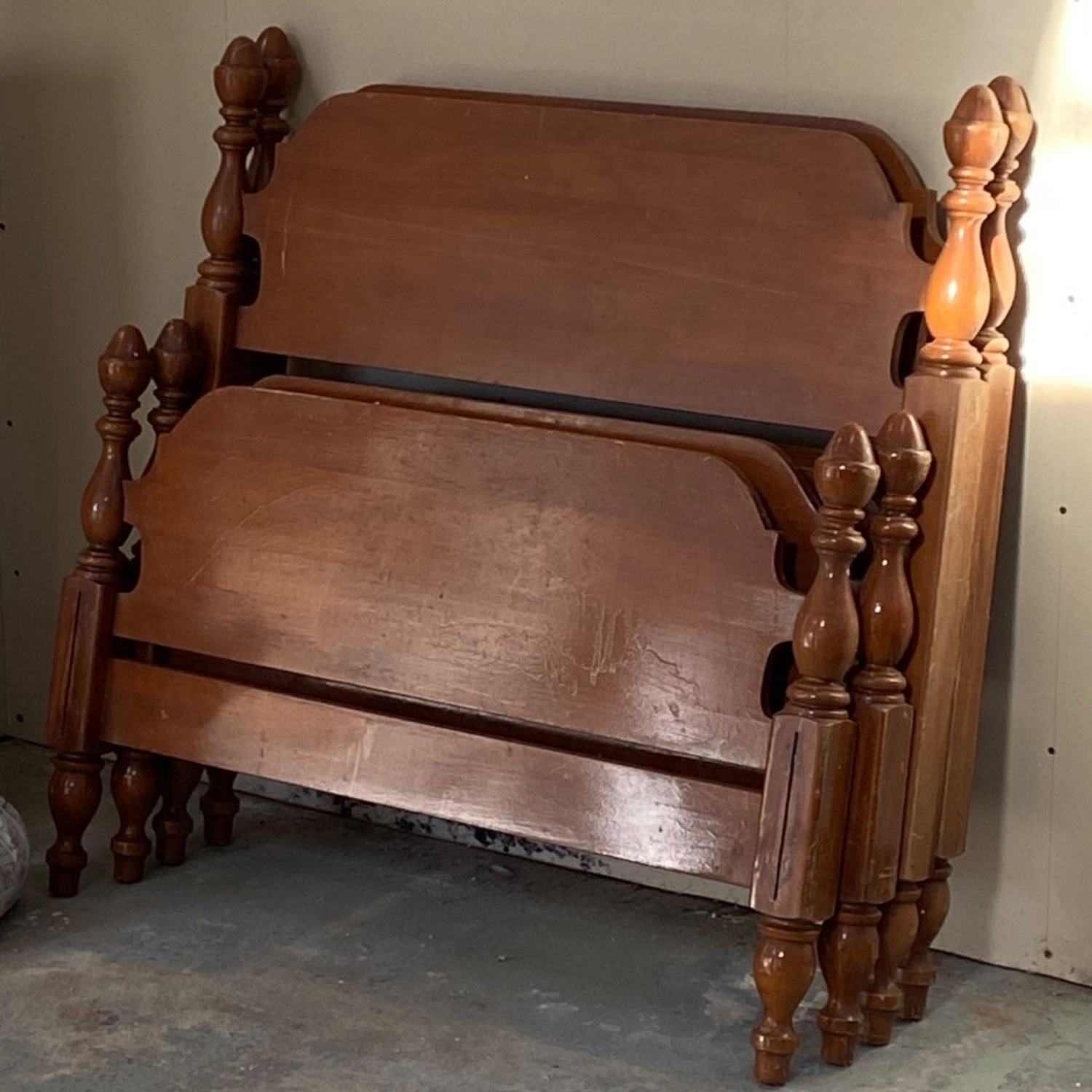 Maple Twin Bed Frames with Steel Sides - image-2