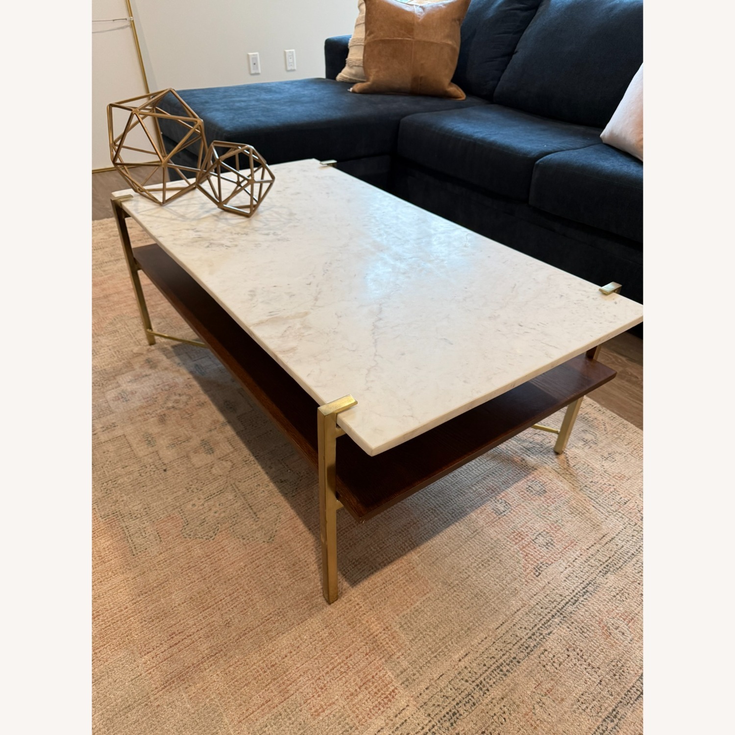 Anthropologie Elemental Layers Dark Brown Marble Coffee Table - image-3