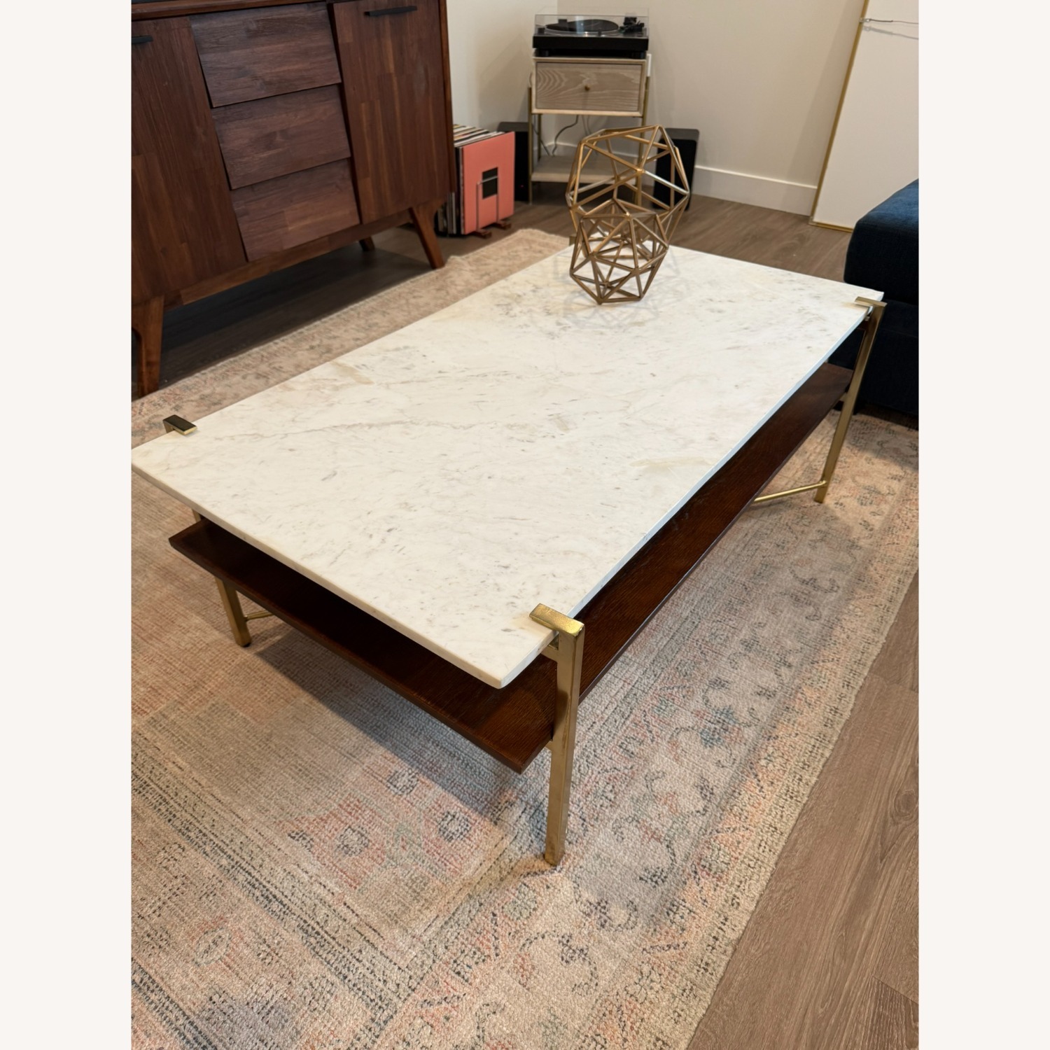 Anthropologie Elemental Layers Dark Brown Marble Coffee Table - image-1