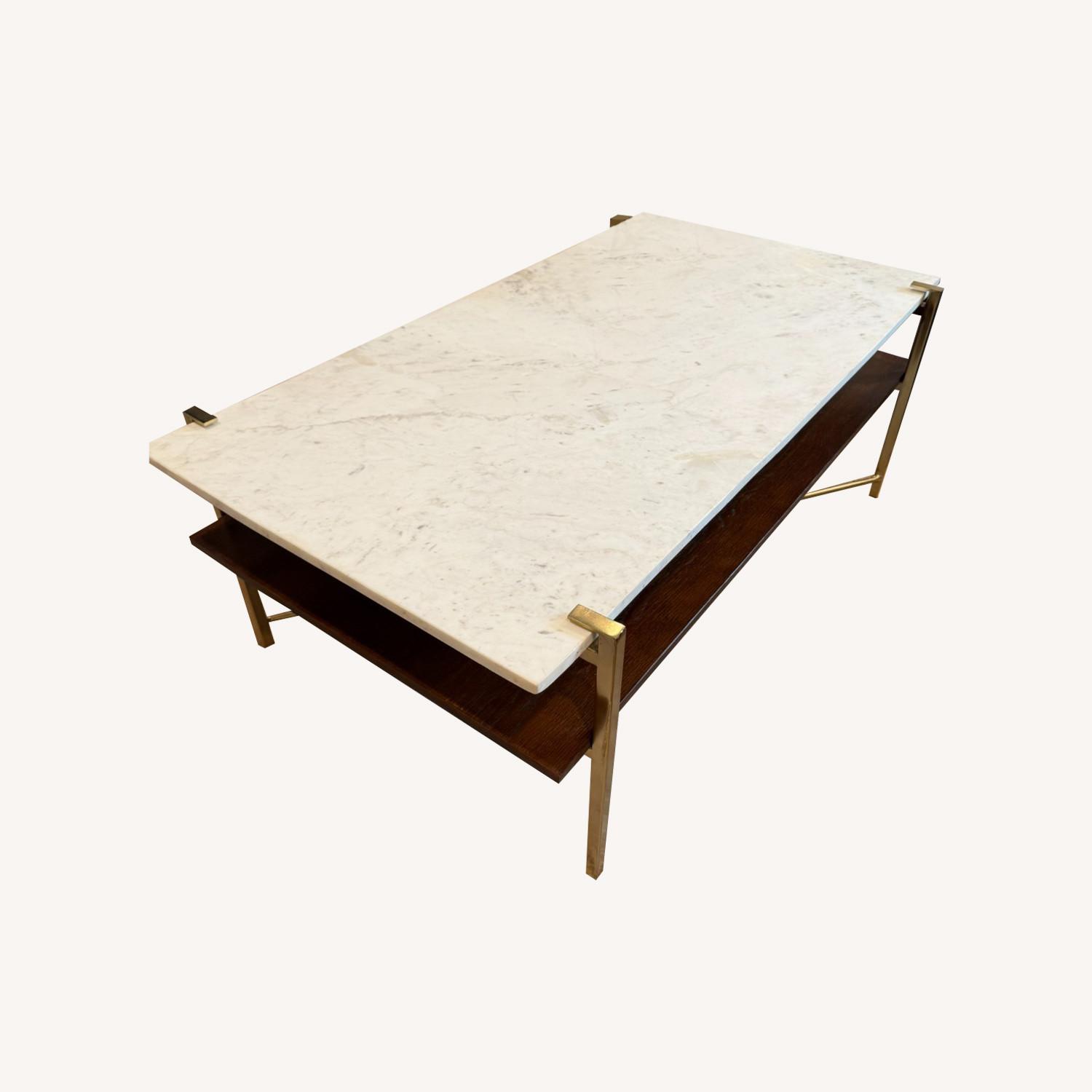 Anthropologie Elemental Layers Dark Brown Marble Coffee Table - image-7