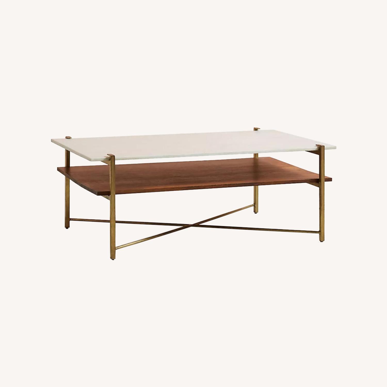 Anthropologie Elemental Layers Dark Brown Marble Coffee Table - image-0
