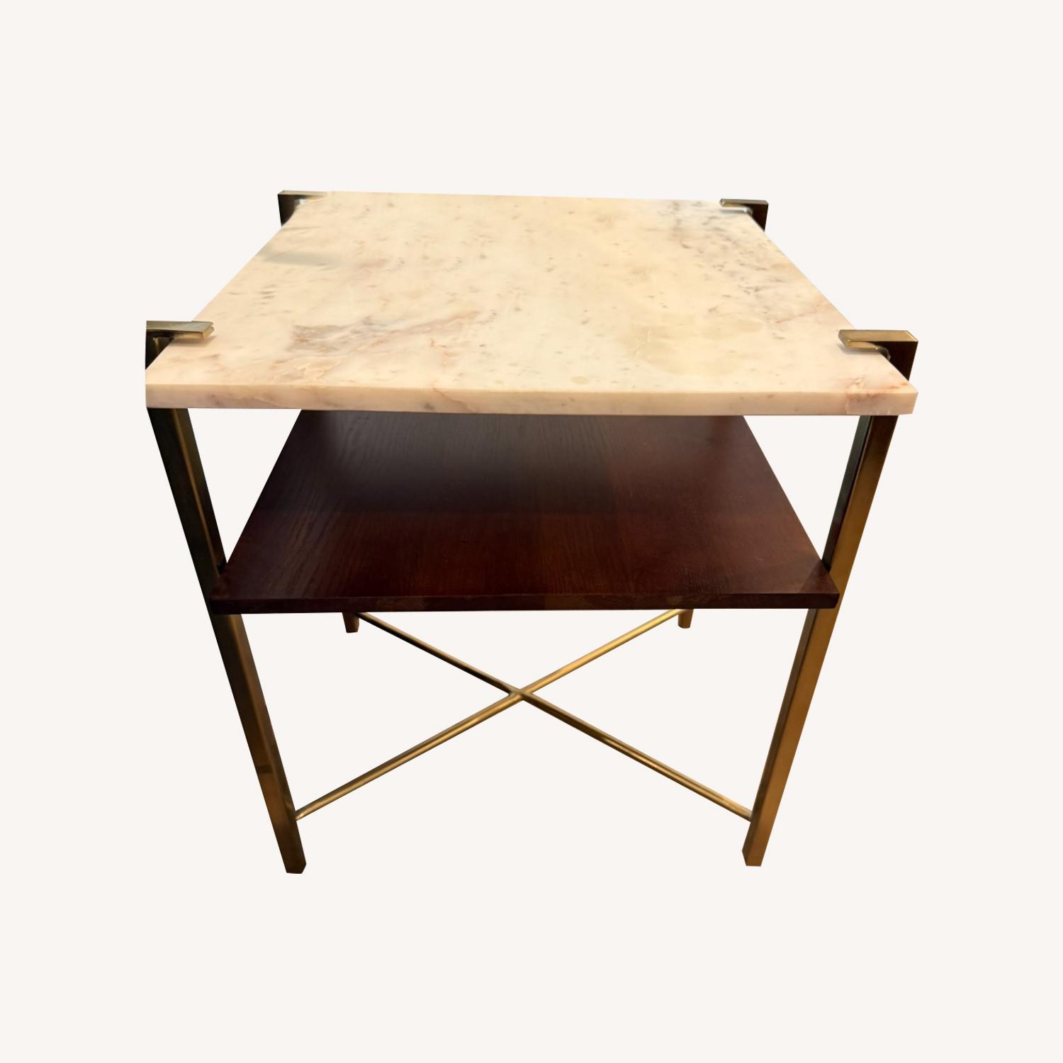Anthropologie Elemental Layers Walnut Marble Side Table - image-6