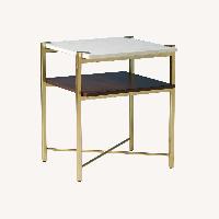 Anthropologie Elemental Layers Walnut Marble Side Table