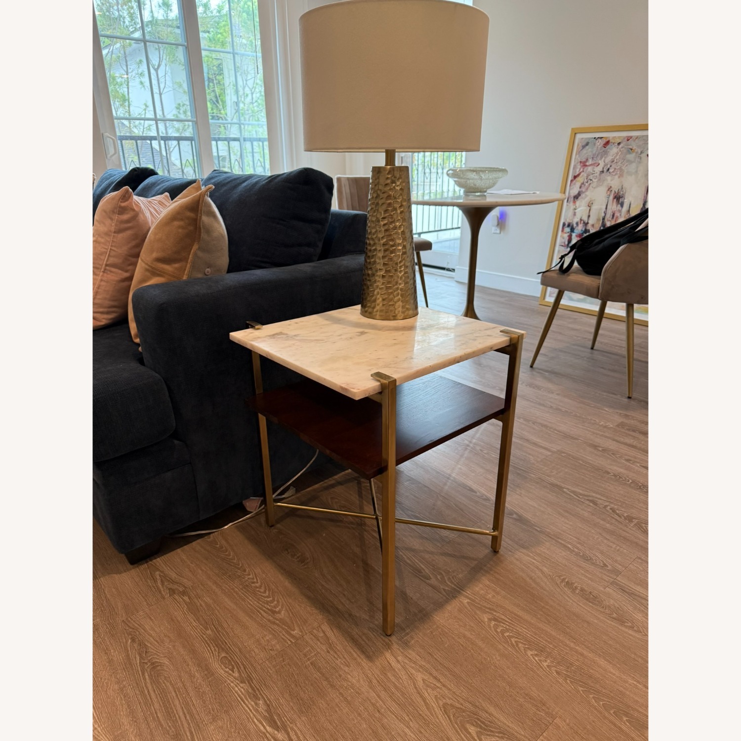 Anthropologie Elemental Layers Walnut Marble Side Table - image-1