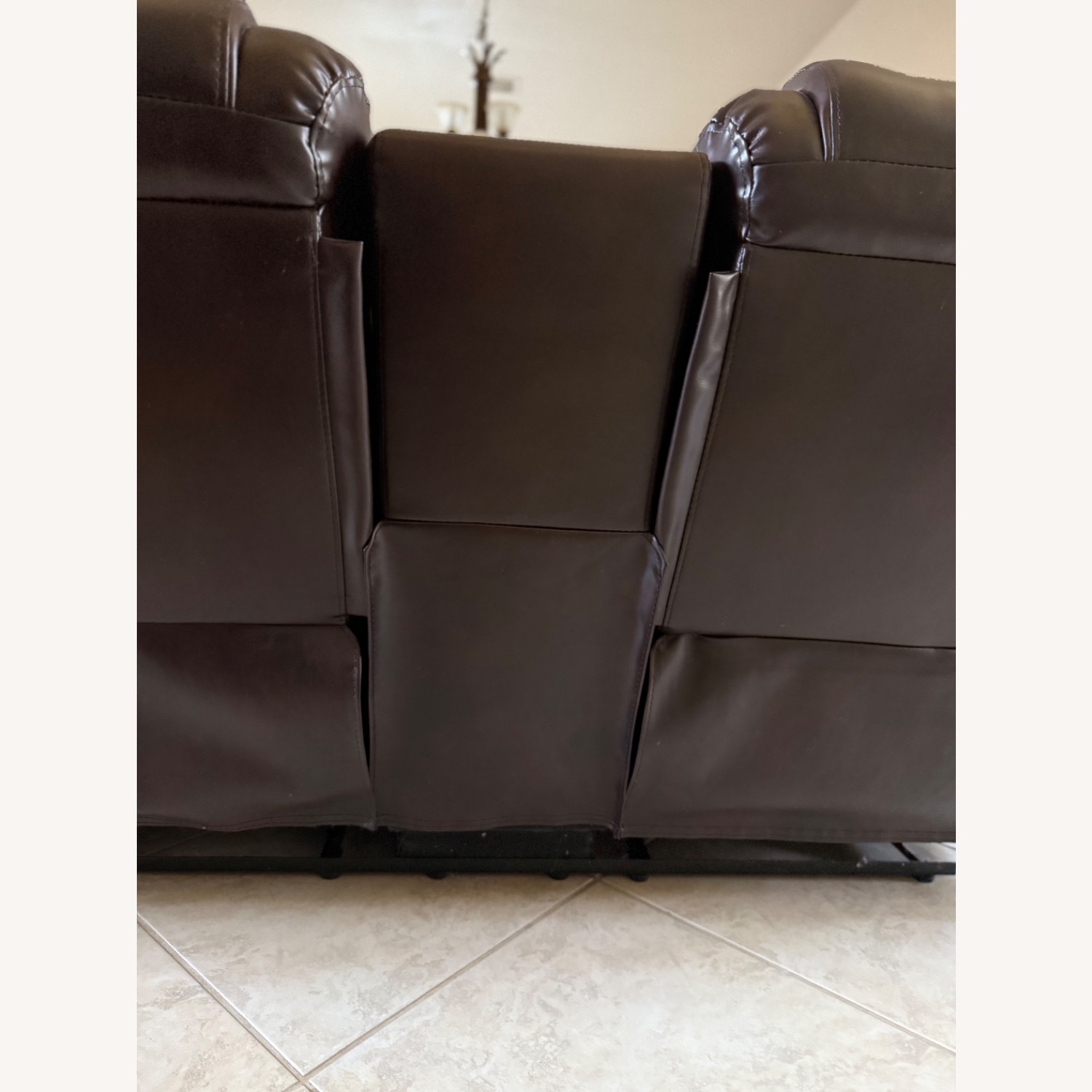 Dark Brown Leather 2 Seater Recliner Couch - image-13