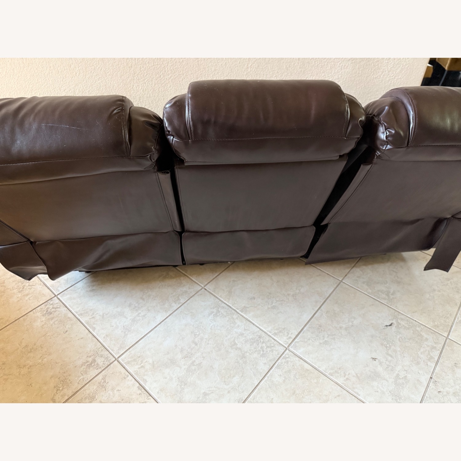 Dark Brown Leather 2 Seater Recliner Couch - image-33