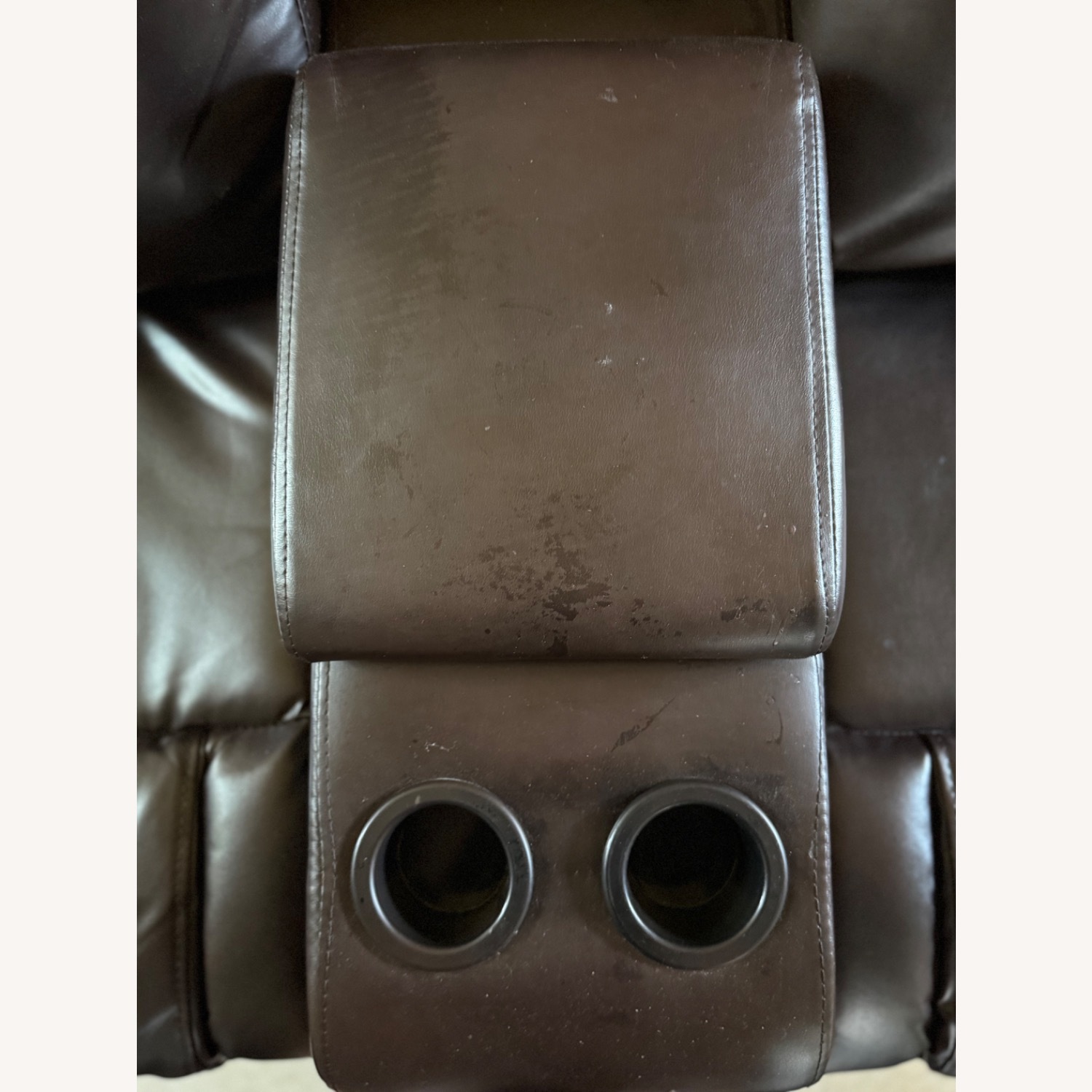 Dark Brown Leather 2 Seater Recliner Couch - image-8