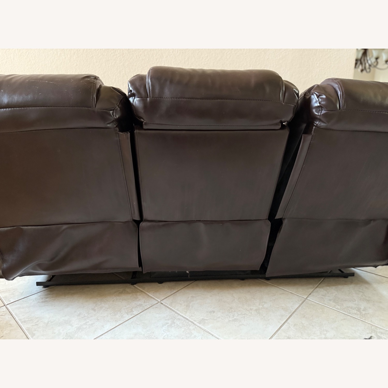 Dark Brown Leather 2 Seater Recliner Couch - image-34