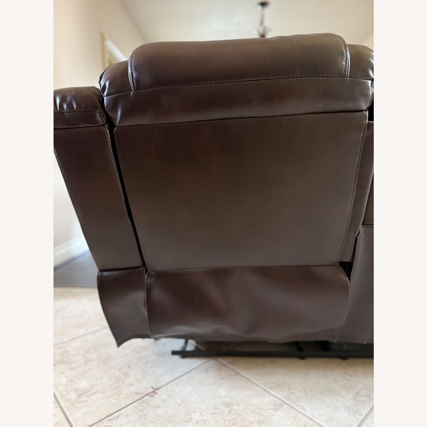Dark Brown Leather 2 Seater Recliner Couch - image-12