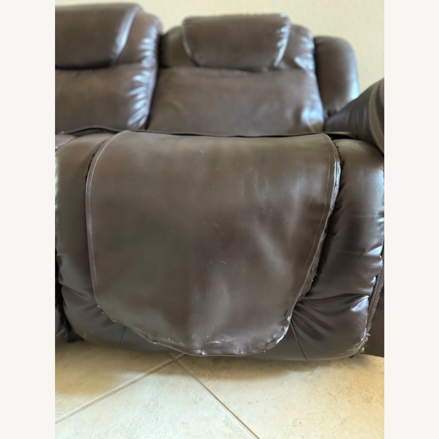 Dark Brown Leather 2 Seater Recliner Couch - image-32