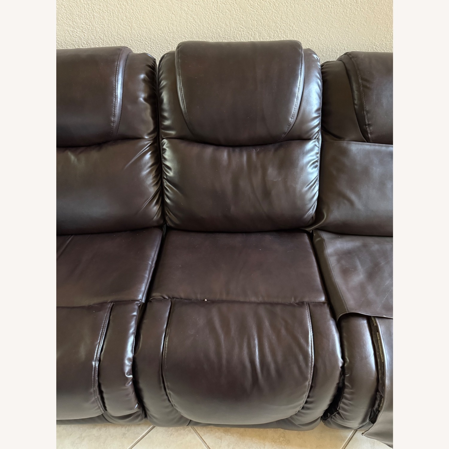 Dark Brown Leather 2 Seater Recliner Couch - image-19