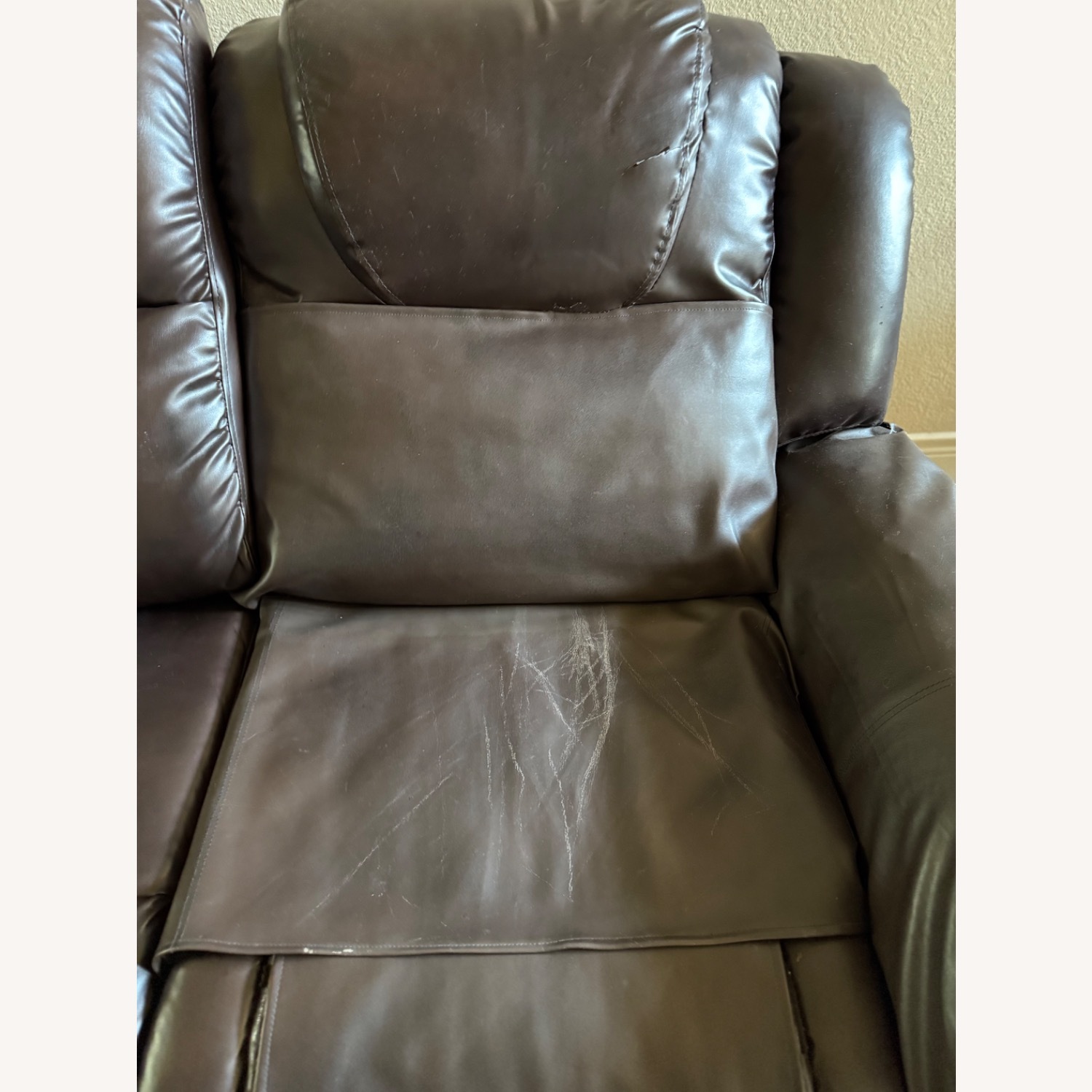 Dark Brown Leather 2 Seater Recliner Couch - image-24