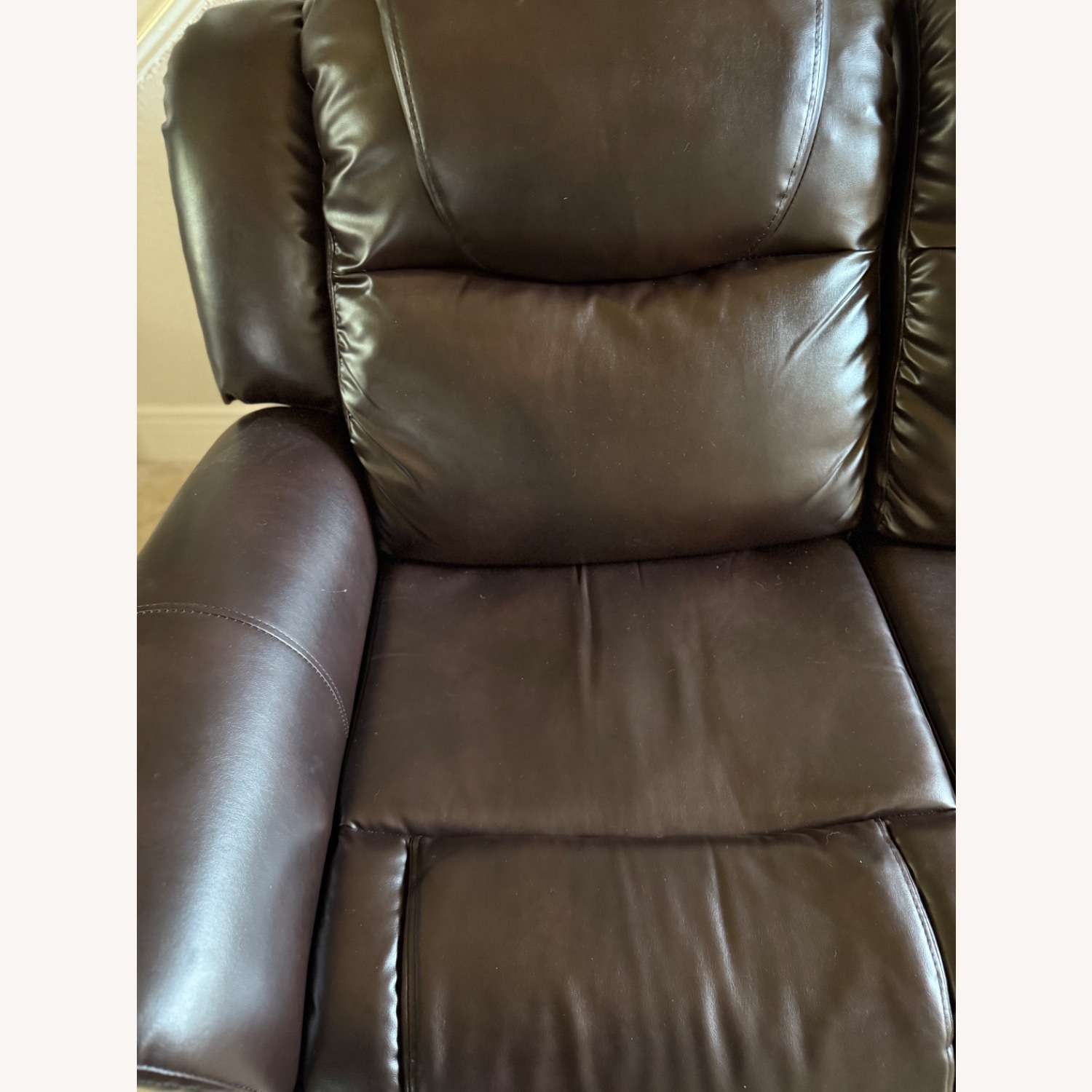 Dark Brown Leather 2 Seater Recliner Couch - image-18