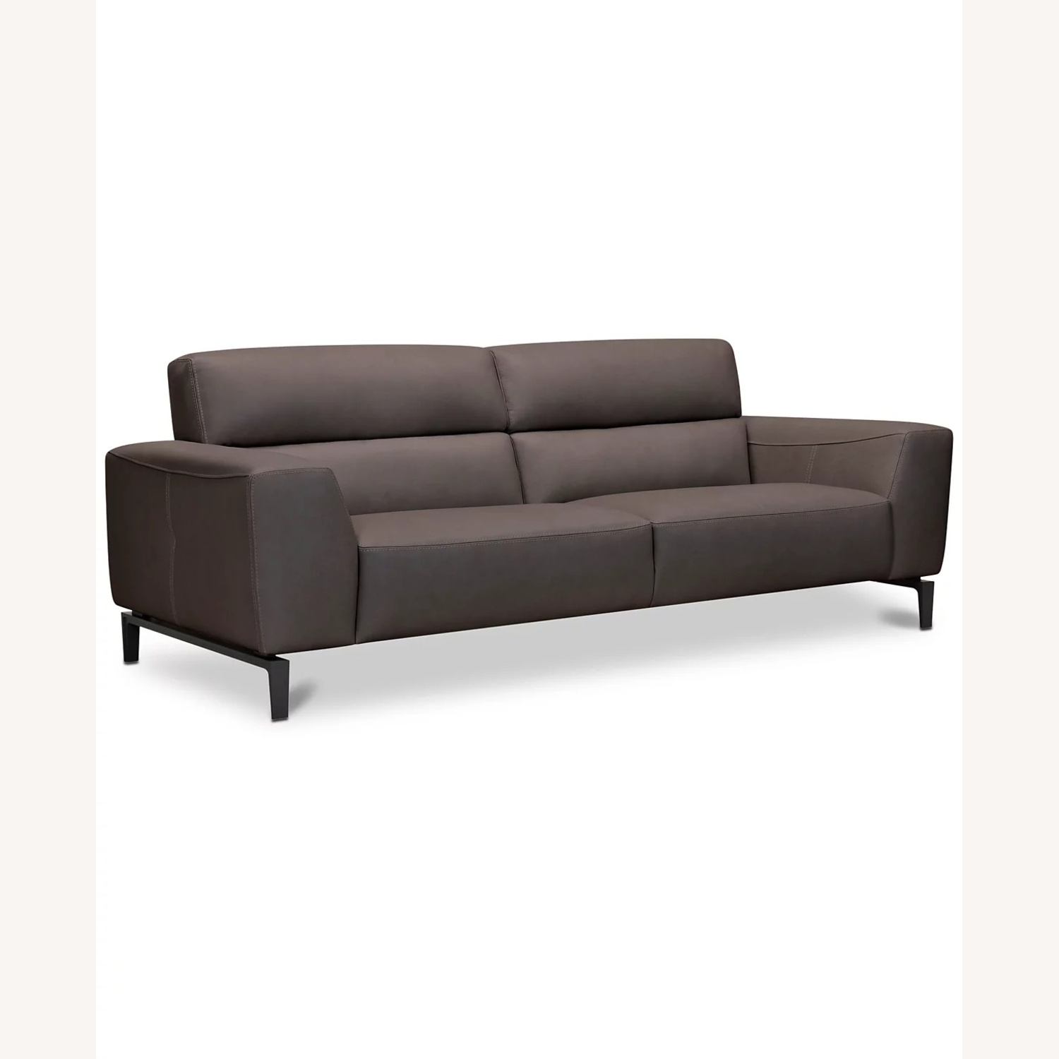 Macy's Light Gray Leather 3+ Seater Sofa - image-5