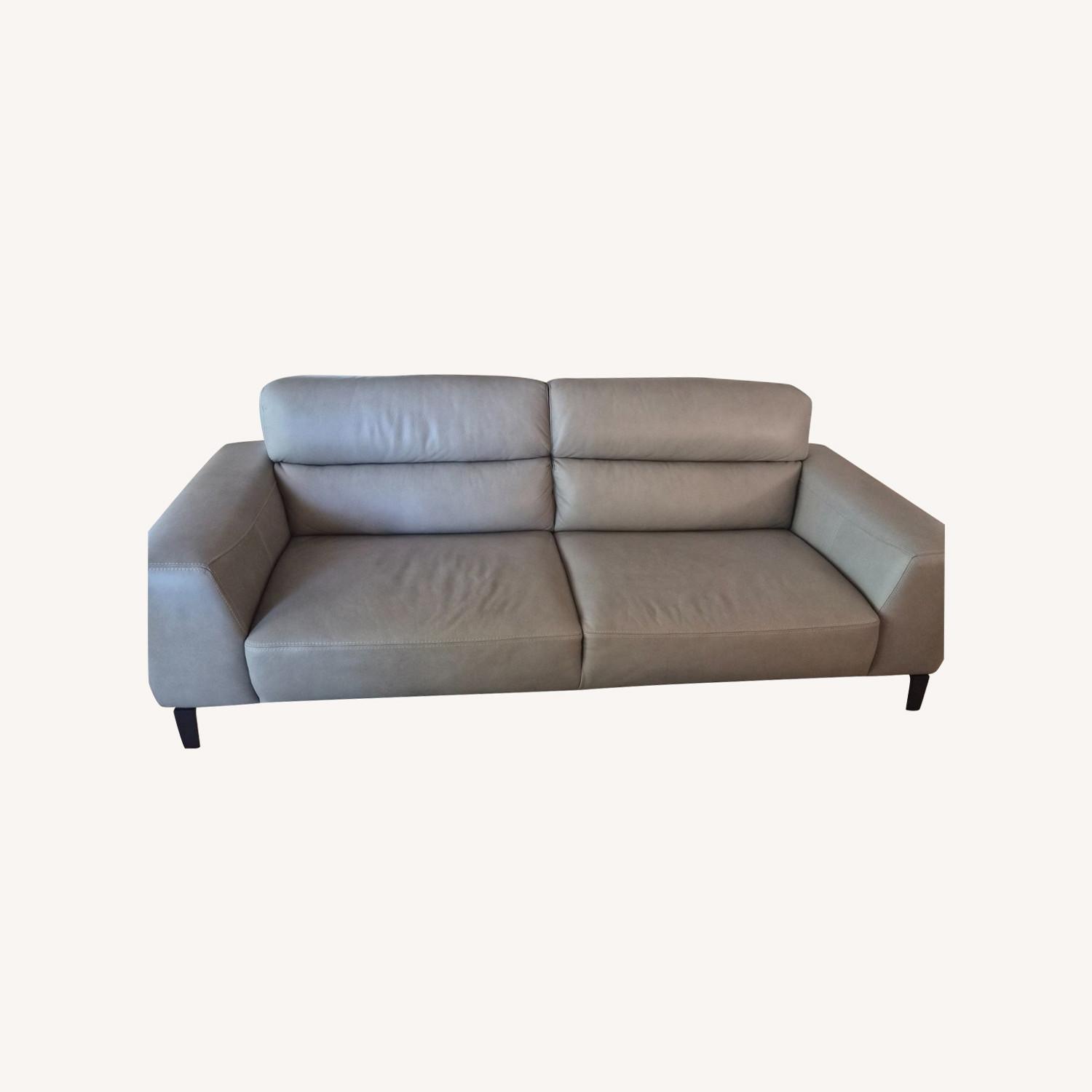 Macy's Light Gray Leather 3+ Seater Sofa - image-0