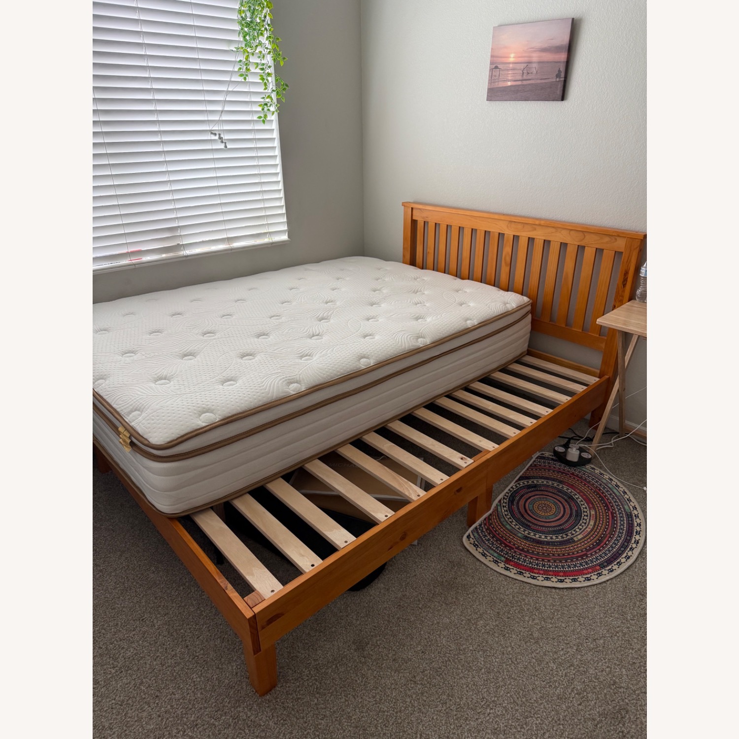 Light Brown Wood Full Bed - image-1