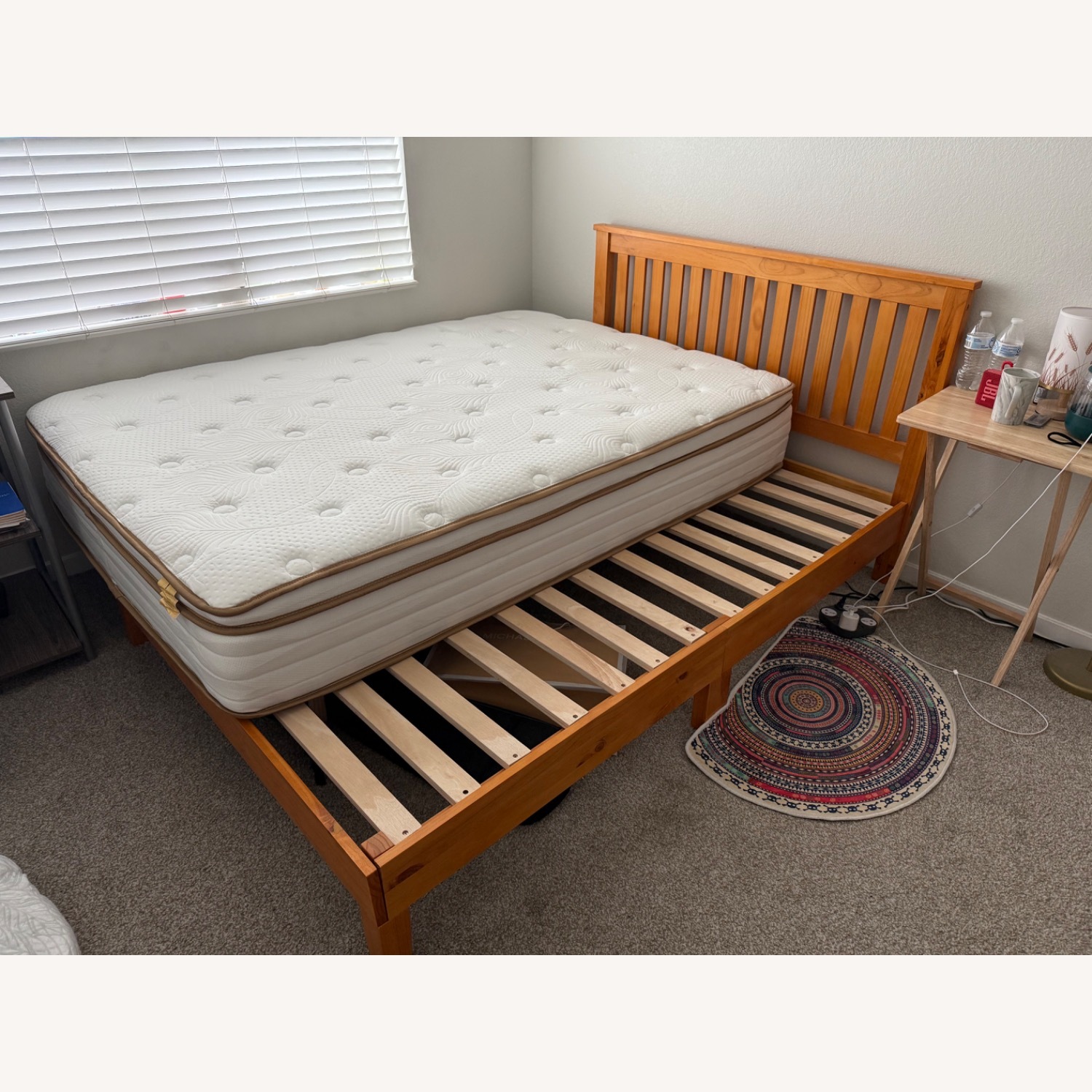 Light Brown Wood Full Bed - image-2