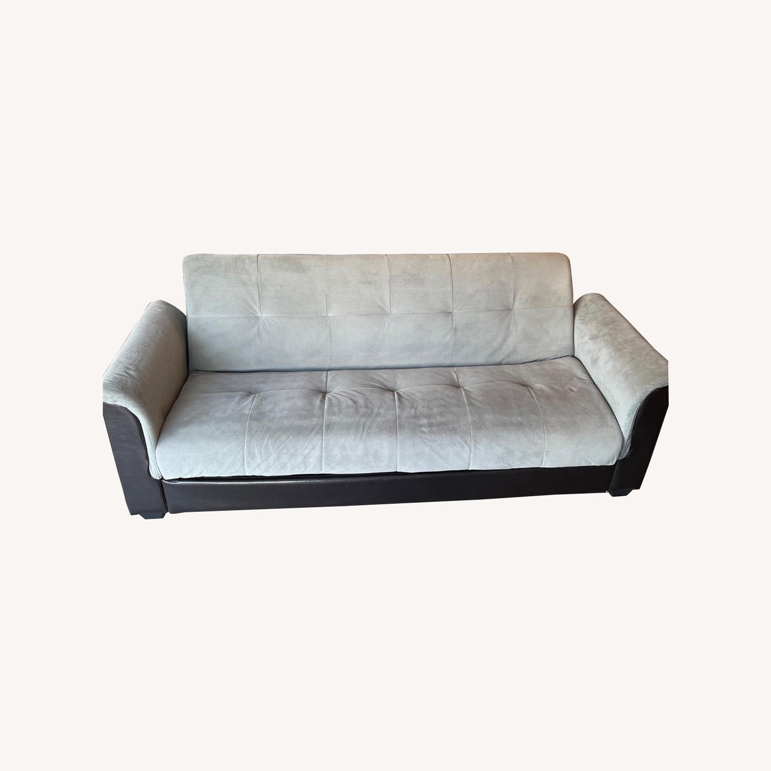 Light Gray Fabric Futon - image-0