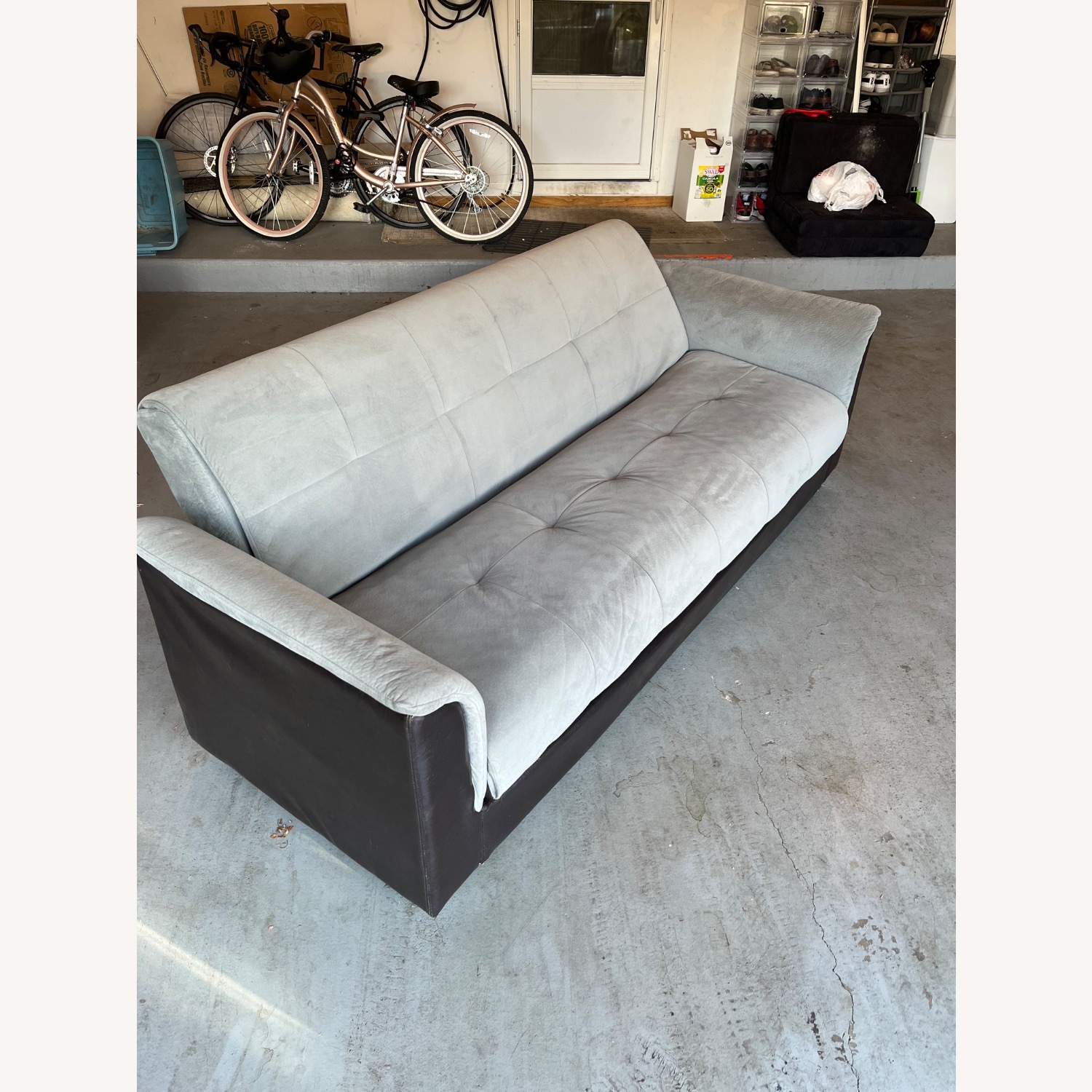 Light Gray Fabric Futon - image-2