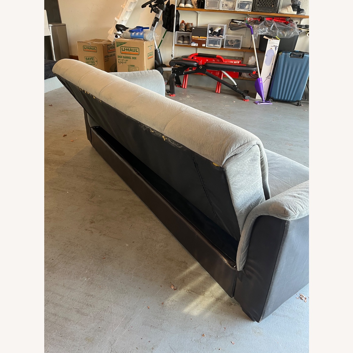 Light Gray Fabric Futon - image-3