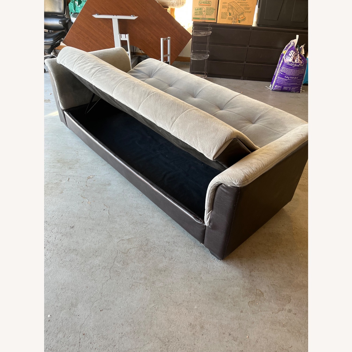 Light Gray Fabric Futon - image-6