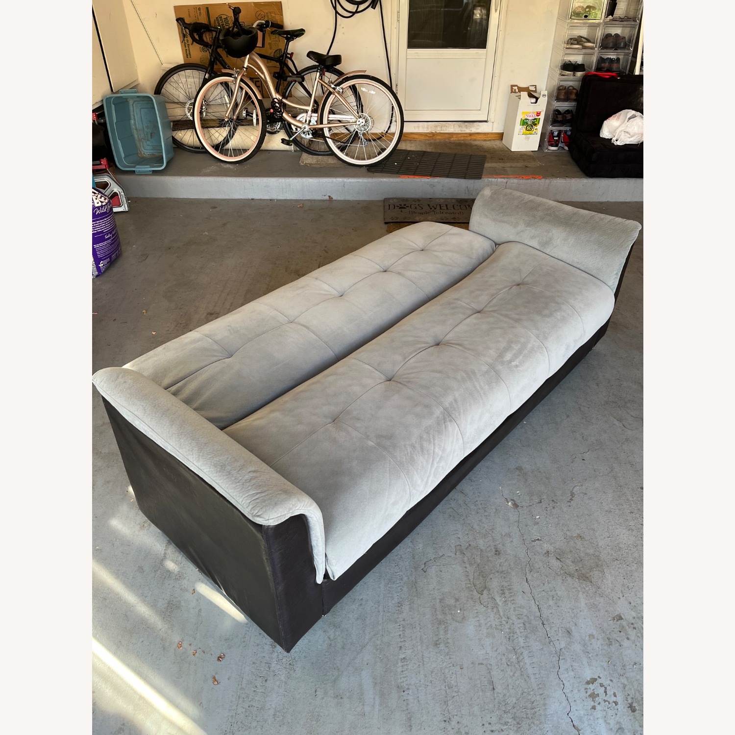 Light Gray Fabric Futon - image-5