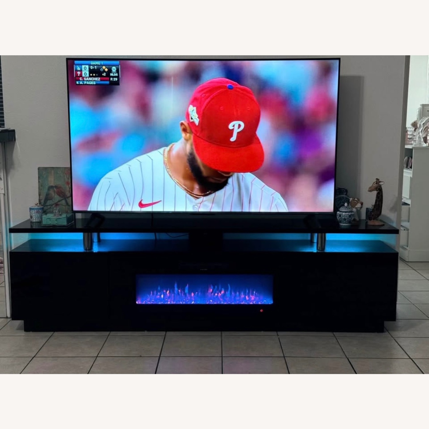 Modern 80" High-Gloss LED Fireplace TV Stand - image-3