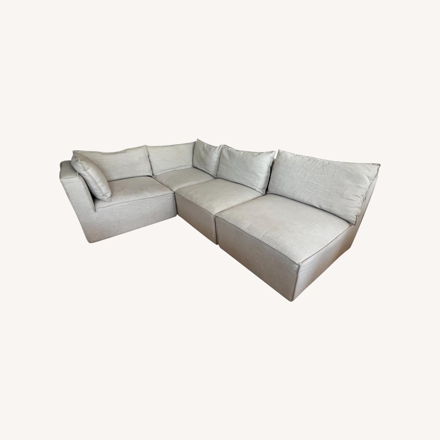World Market Natural Fabric 4 Piece Sectional - image-0