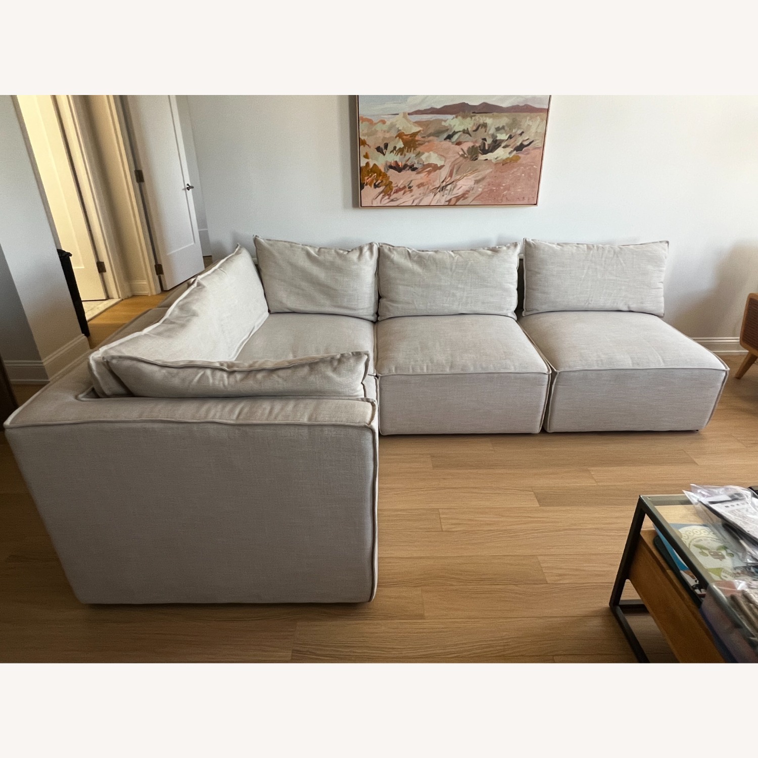 World Market Natural Fabric 4 Piece Sectional - image-3