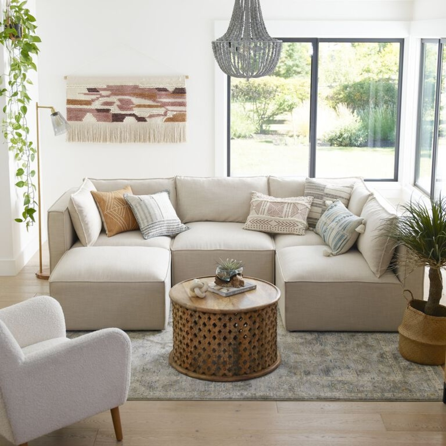 World Market Natural Fabric 4 Piece Sectional - image-9