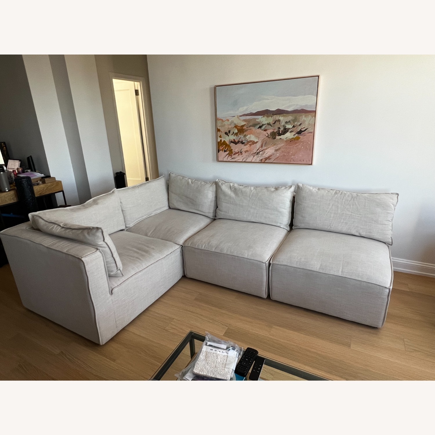 World Market Natural Fabric 4 Piece Sectional - image-1