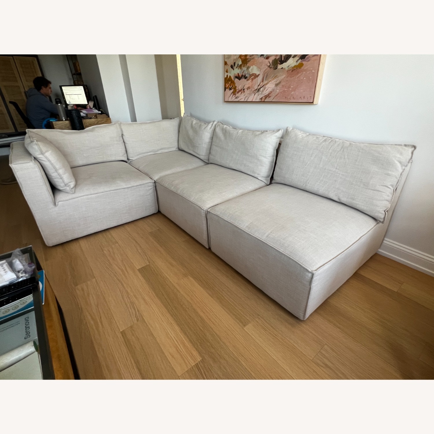 World Market Natural Fabric 4 Piece Sectional - image-4