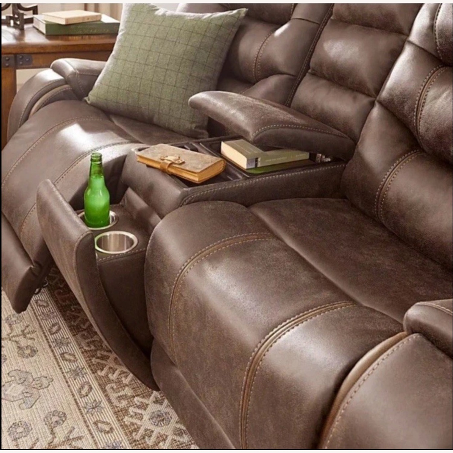 Laredo Springs Luxury Brown Microsuede Loveseat - image-6