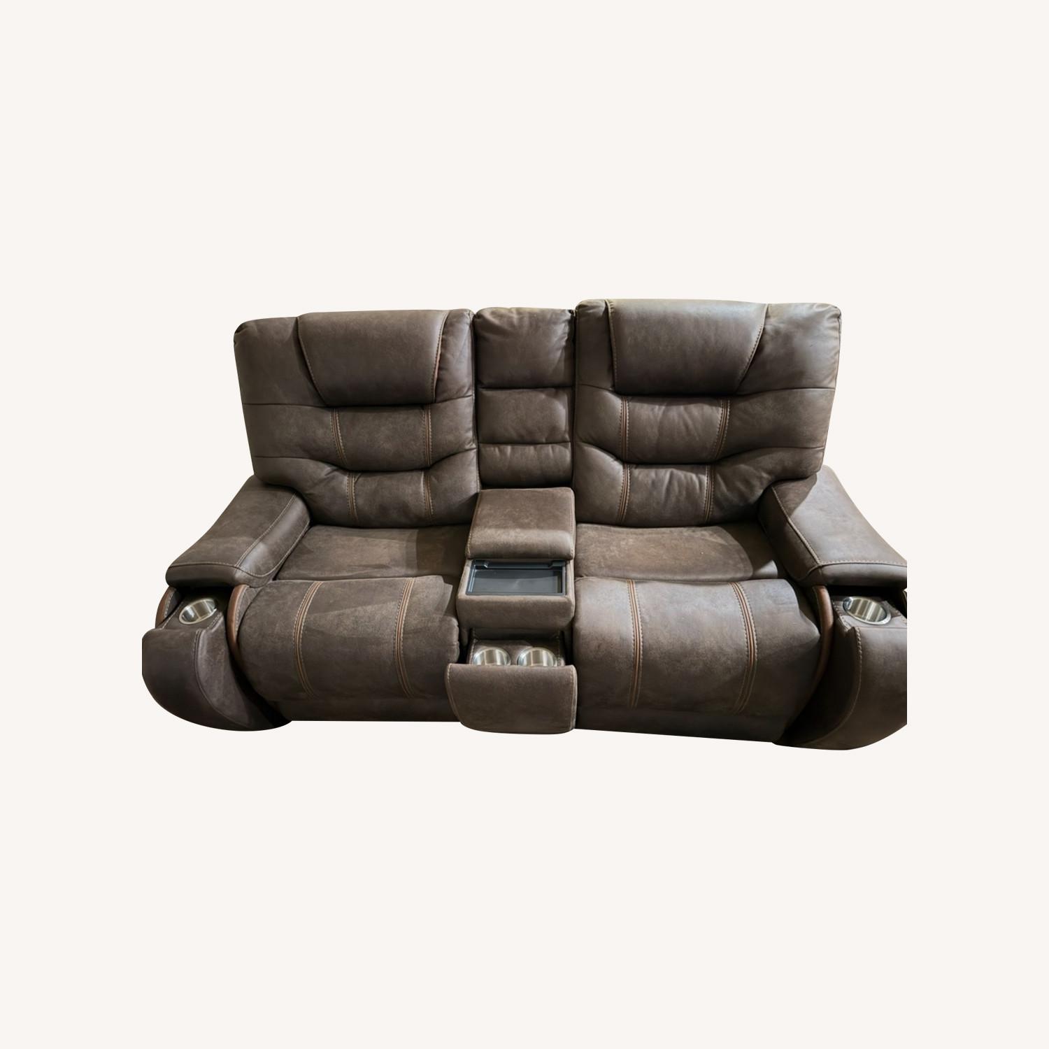 Laredo Springs Luxury Brown Microsuede Loveseat - image-0