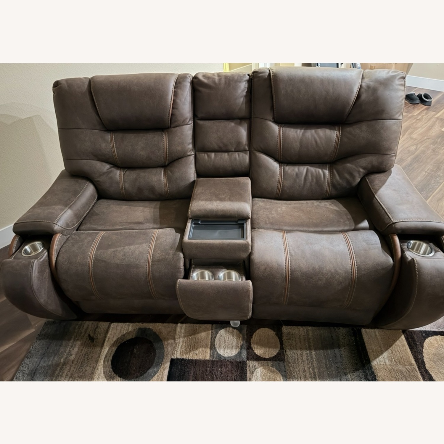Laredo Springs Luxury Brown Microsuede Loveseat - image-3
