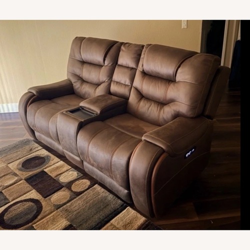 Used Laredo Springs Luxury Brown Microsuede Loveseat for sale on AptDeco