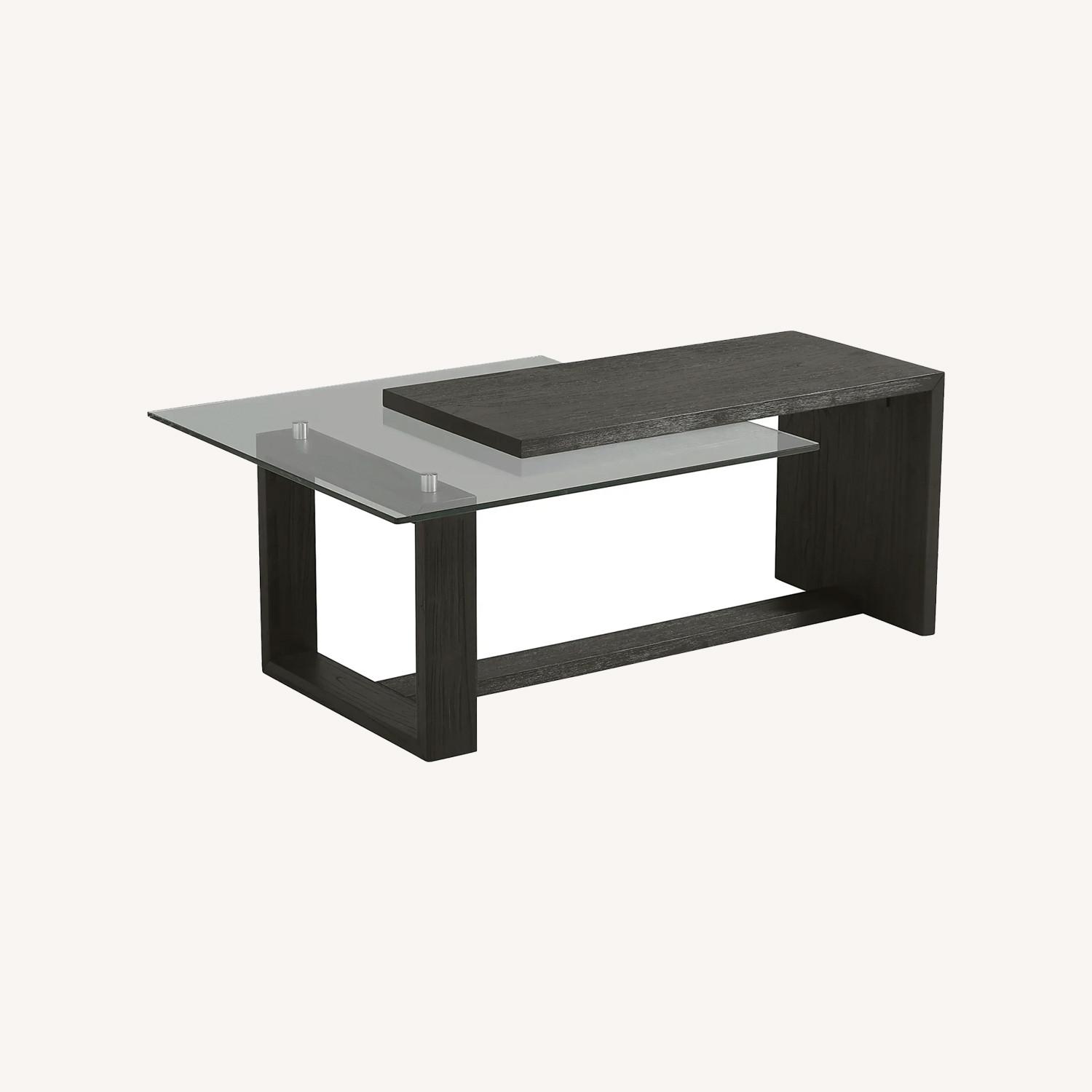 Cailee Dark Wood/Glass Top Coffee Table  - image-0