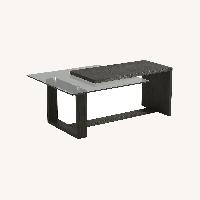 Cailee Dark Wood/Glass Top Coffee Table 