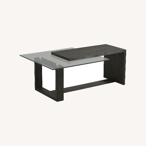 Used Cailee Dark Wood/Glass Top Coffee Table  for sale on AptDeco
