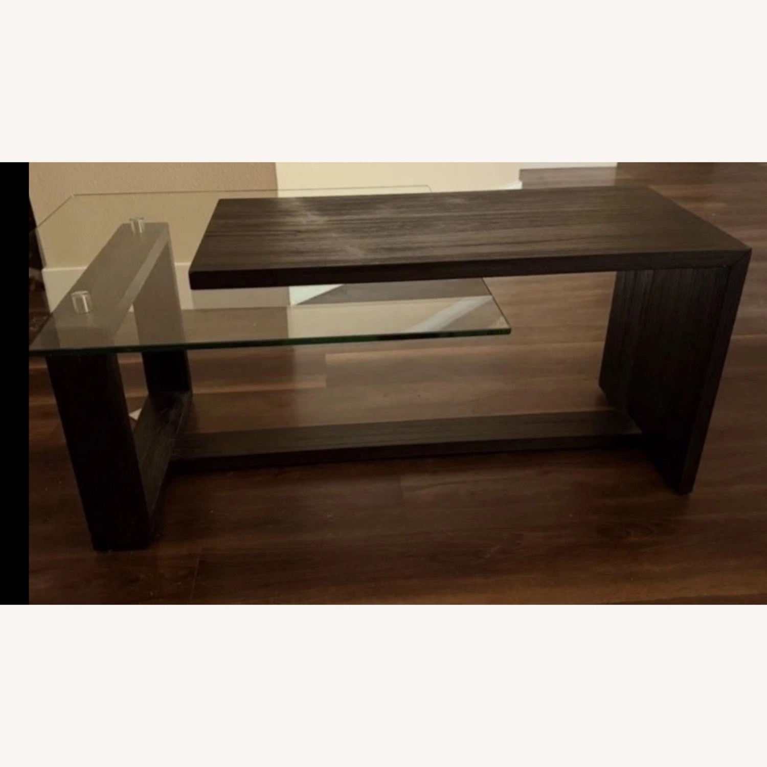 Cailee Dark Wood/Glass Top Coffee Table  - image-1