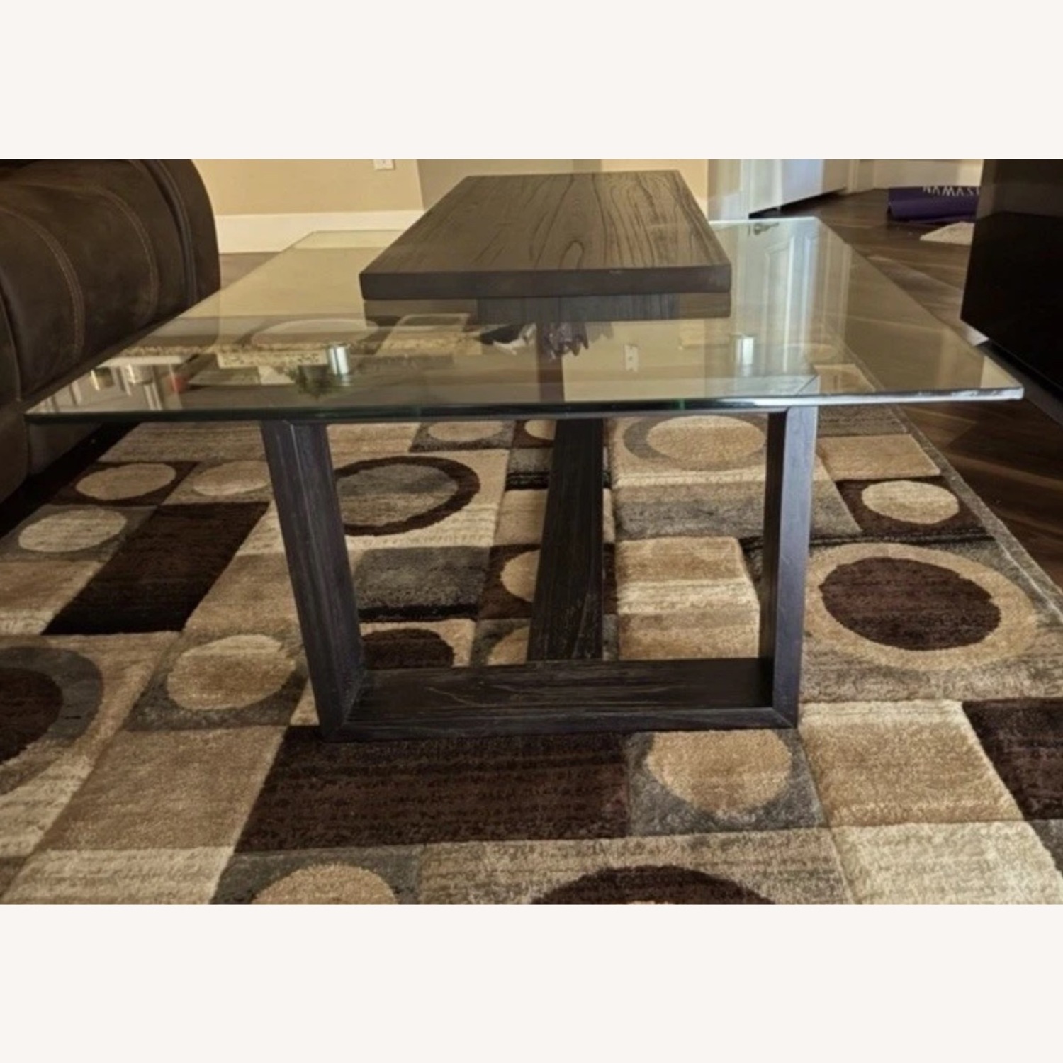 Cailee Dark Wood/Glass Top Coffee Table  - image-4