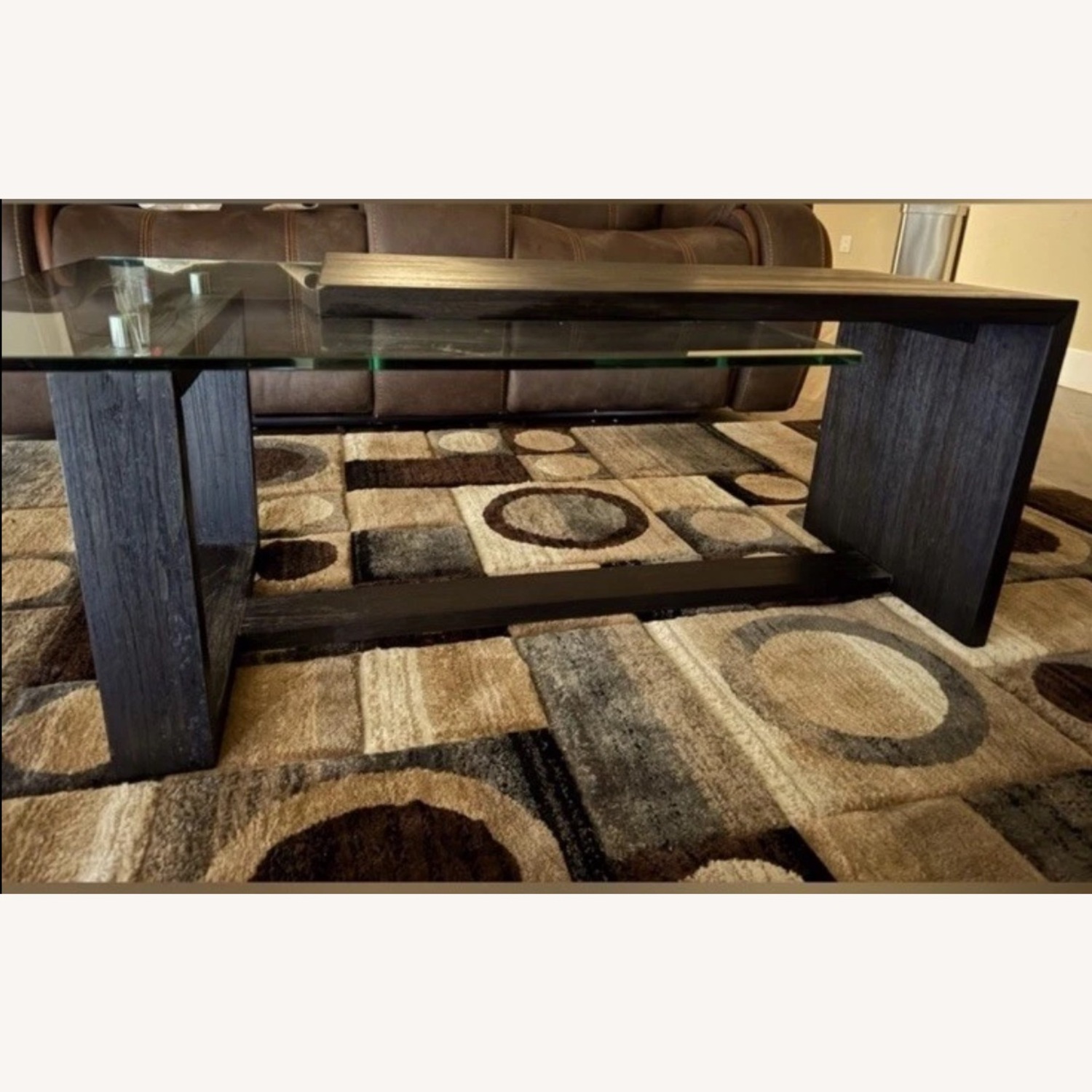 Cailee Dark Wood/Glass Top Coffee Table  - image-2
