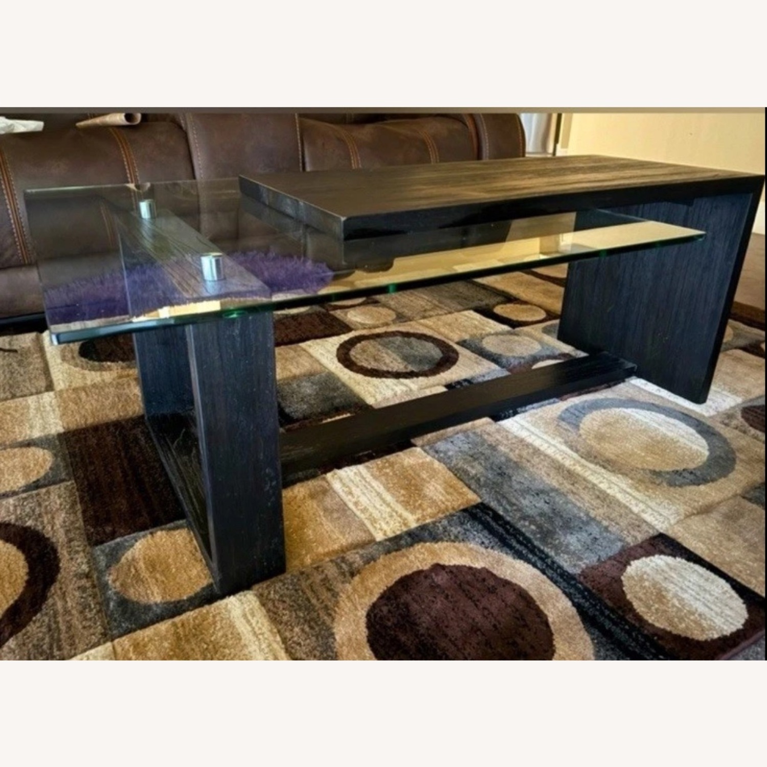 Cailee Dark Wood/Glass Top Coffee Table  - image-6