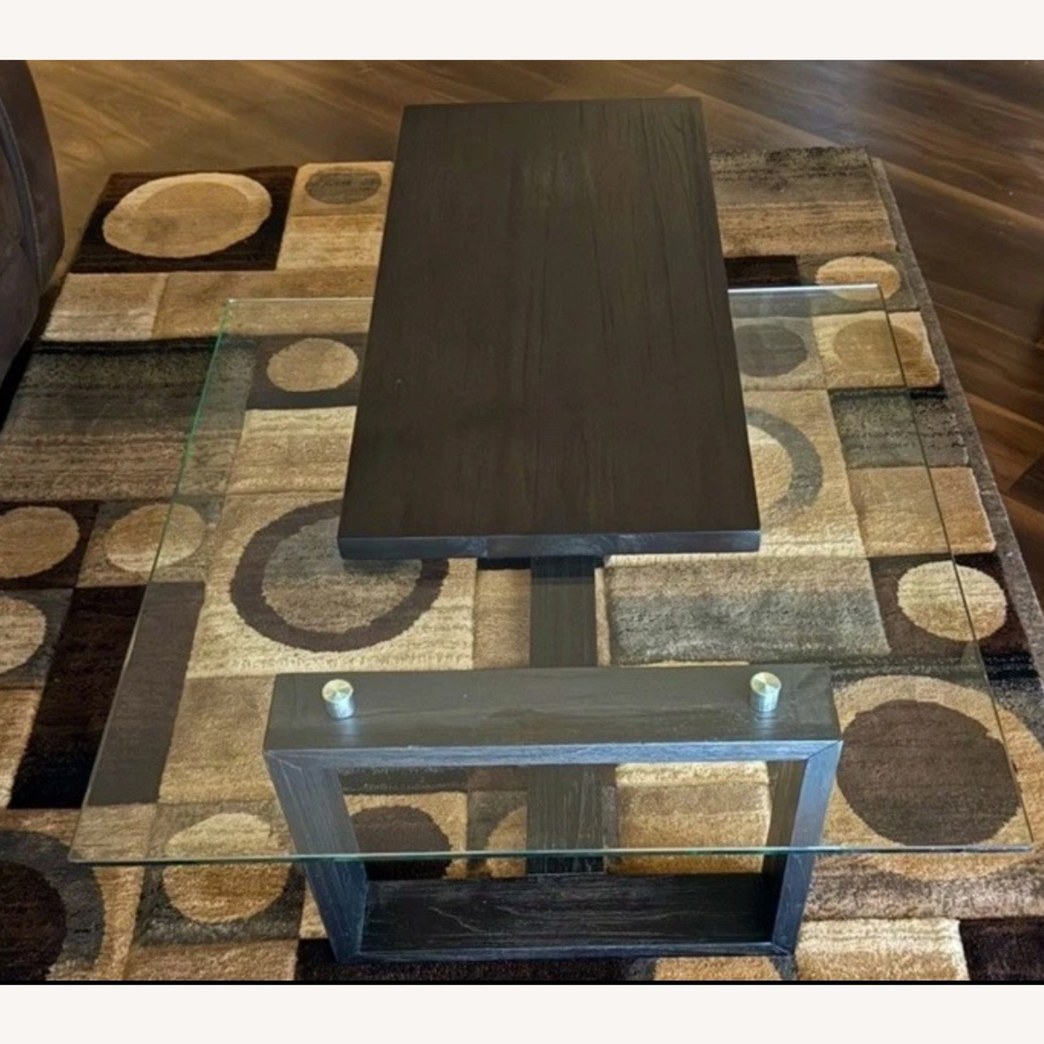 Cailee Dark Wood/Glass Top Coffee Table  - image-3