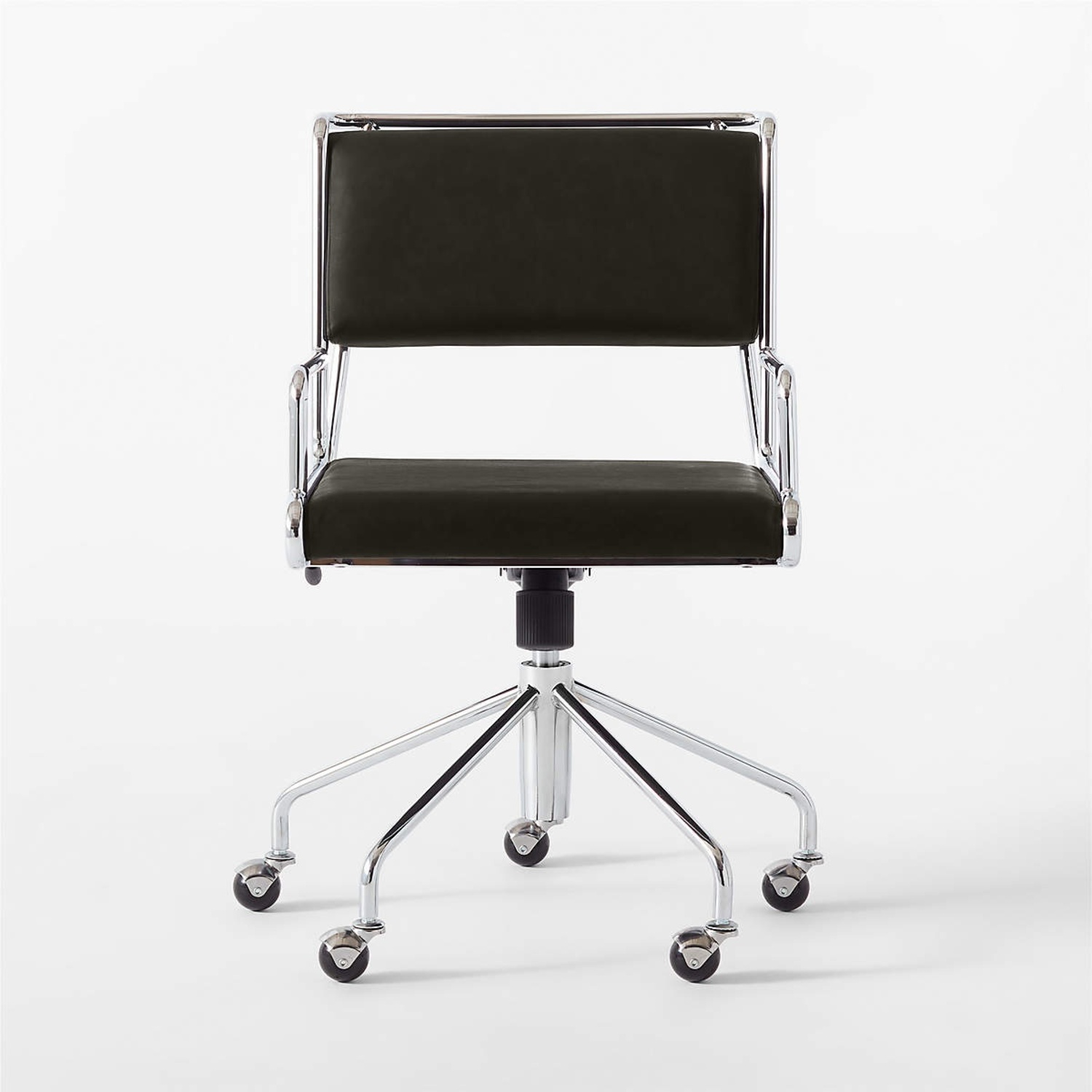 CB2 Court Black Vegan Leather Office Chair - image-4