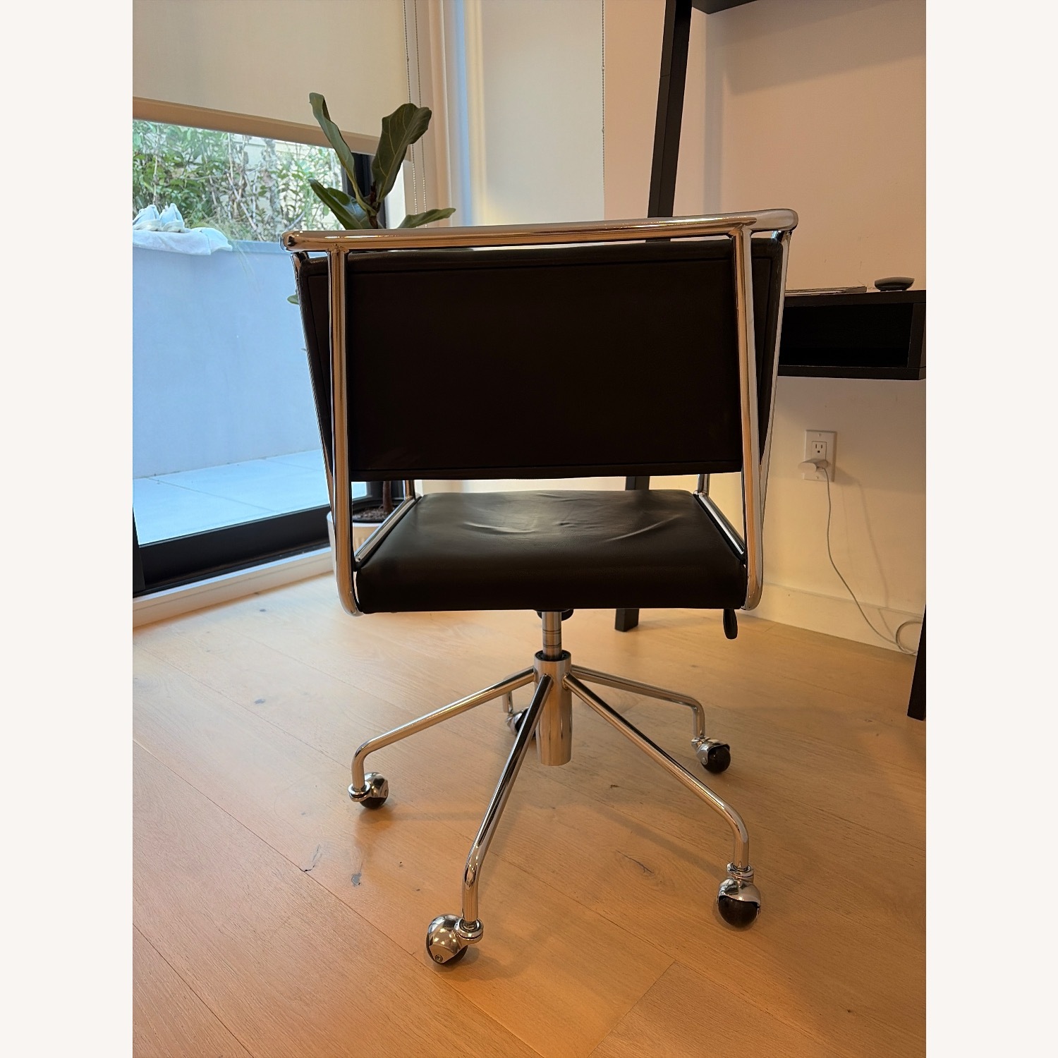 CB2 Court Black Vegan Leather Office Chair - image-3