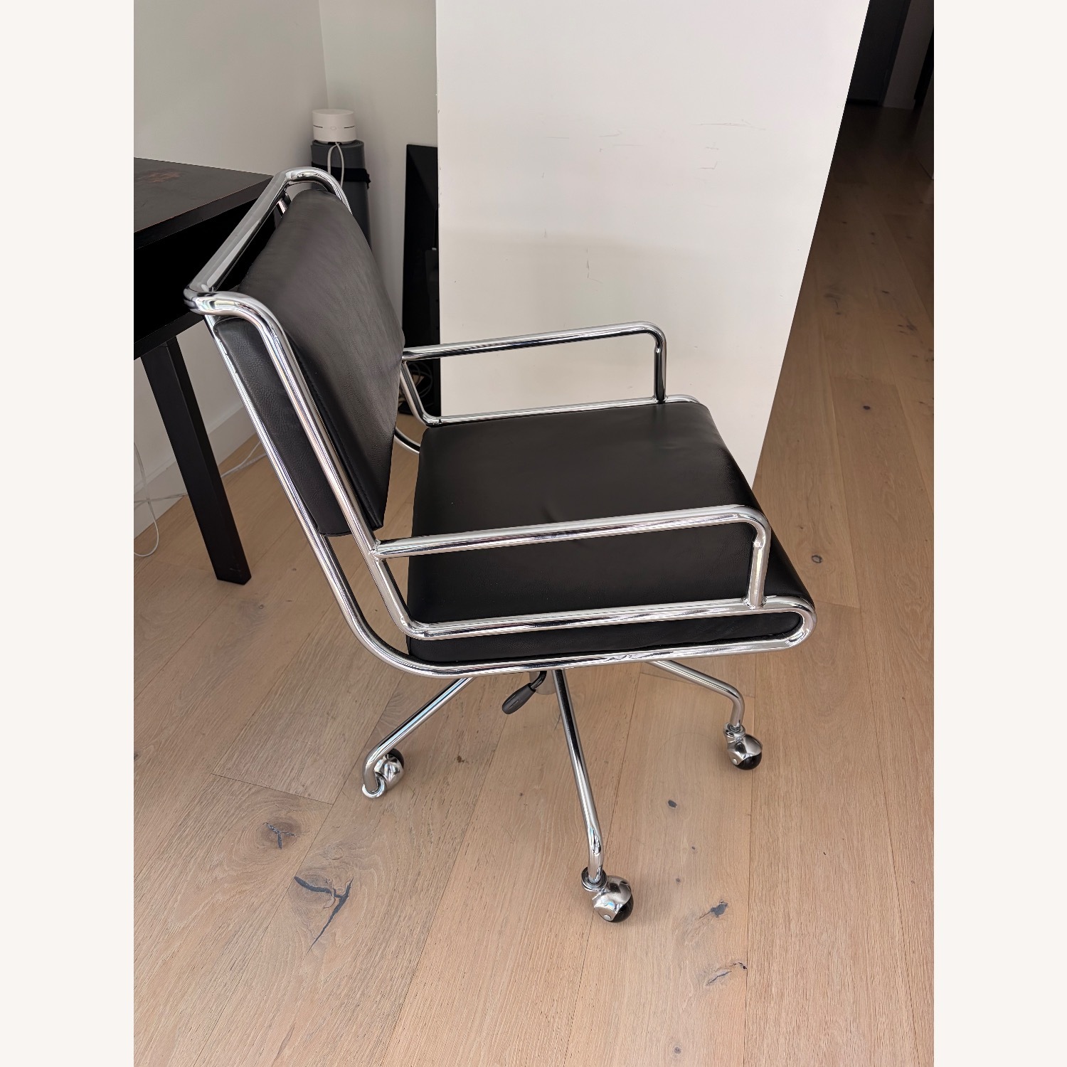 CB2 Court Black Vegan Leather Office Chair - image-2