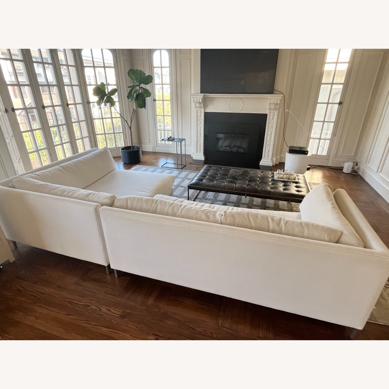 CB2 Decker White Fabric 2 Piece Sectional - image-7